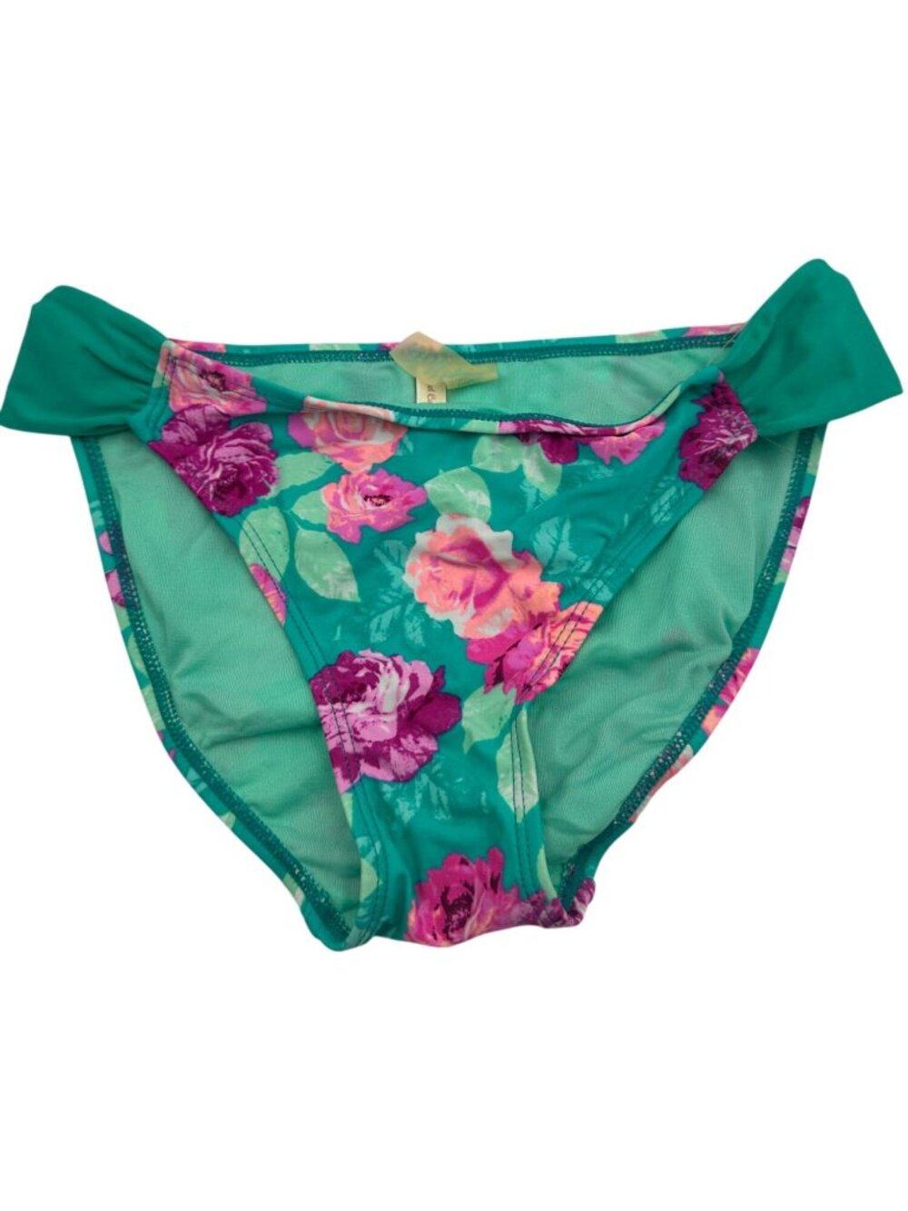 Floral Bikini Bottom By Hot Coconut Womens Size S Teal Pink Purple Nylon/Spandex